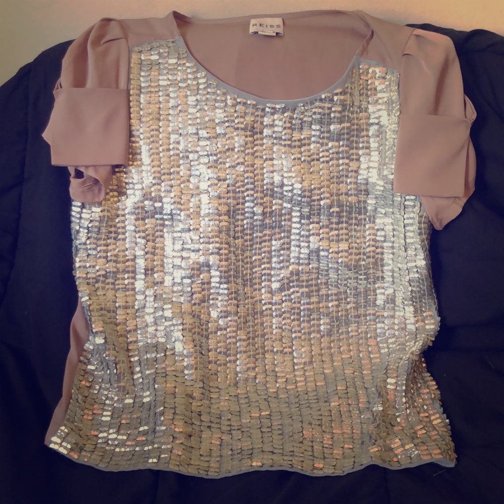 Reiss Silver Sequin & Mauve Blouse - Picture 1 of 9